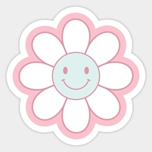 Flower Smiles White Pink Green Sticker